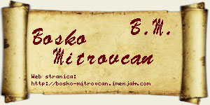 Boško Mitrovčan vizit kartica